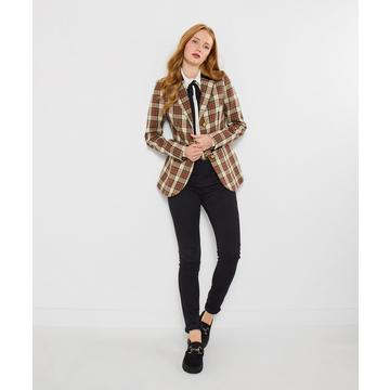 Karo-Jacke mit Samtkragen und Besatz Zierlich