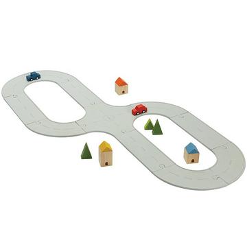 PlanToys Jouets en bois Ensemble de routes et de rails en caoutchouc - Moyen