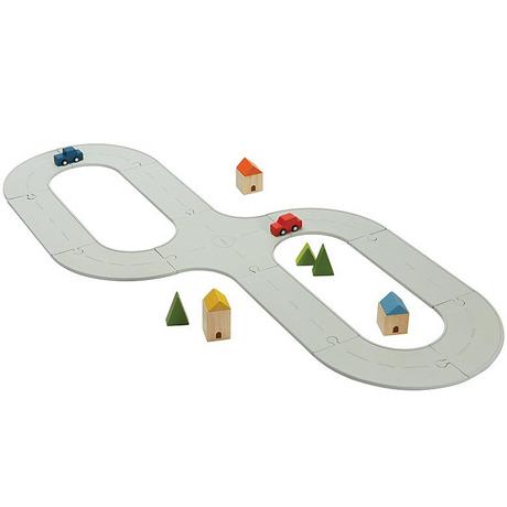 Plantoys  PlanToys Jouets en bois Ensemble de routes et de rails en caoutchouc - Moyen 