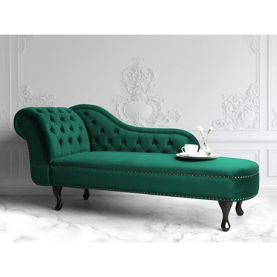 Beliani Chaise longue côté gauche en Velours Glamour NIMES  