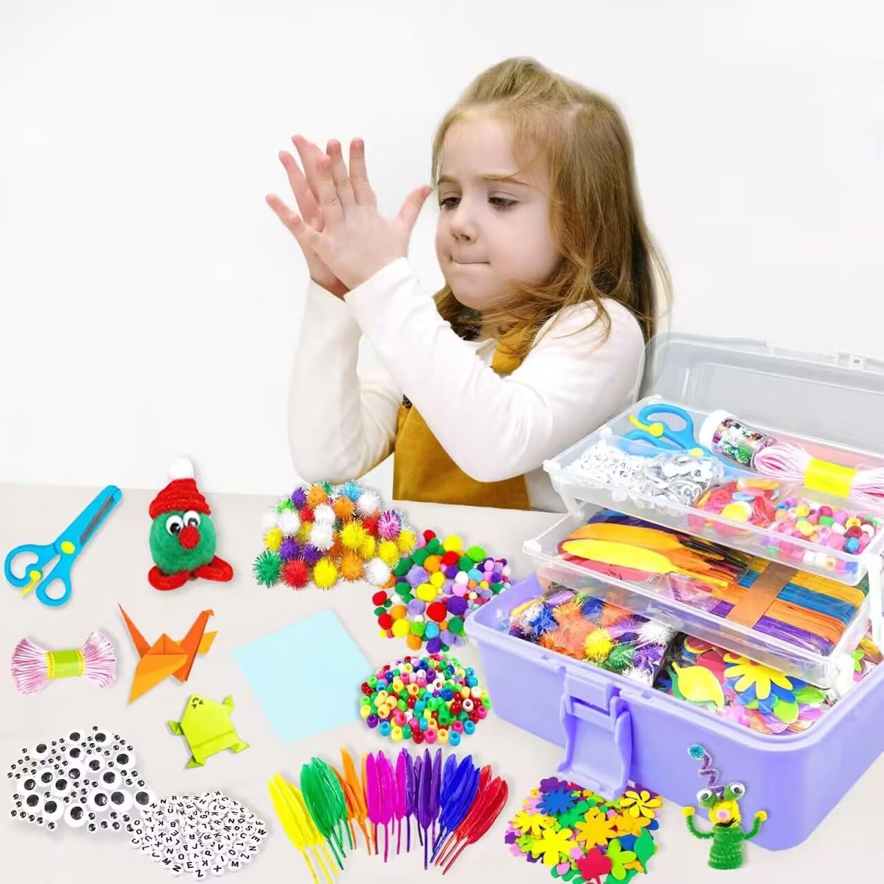 Activity-board  3000 pièces kit de bricolage enfants bricolage fournitures pour bricolage pipe cleaners googly eyes beads creative 