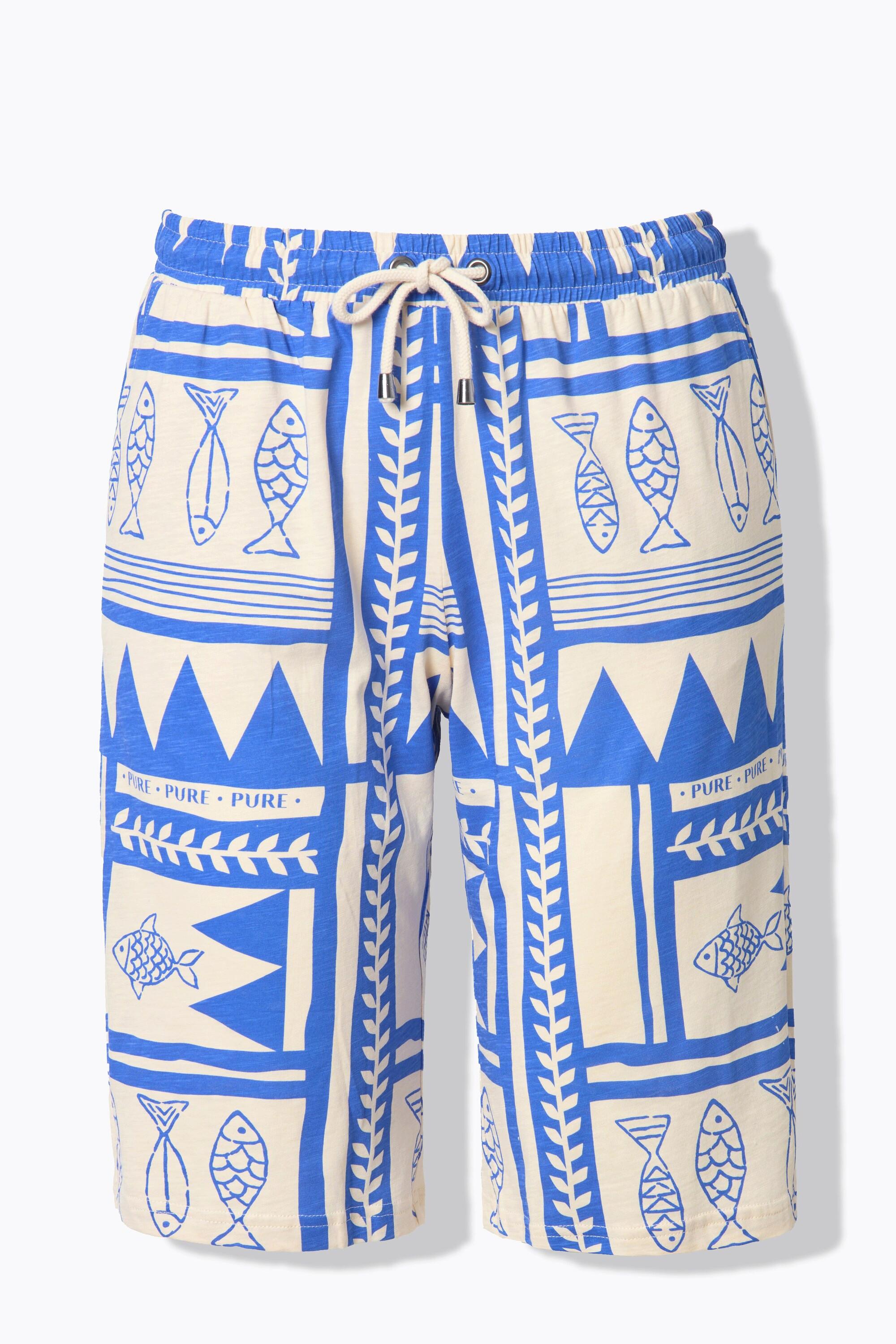 Ulla Popken Short Imprimé Poissons Jambes Larges Coton Biologique  