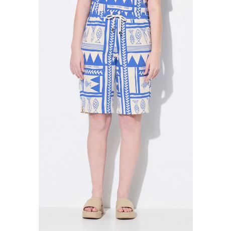 Ulla Popken Short Imprimé Poissons Jambes Larges Coton Biologique  