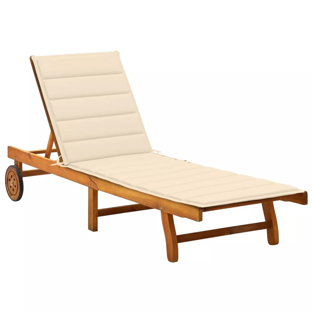 VidaXL - lettino prendisole pieghevole Legno di acacia, One Size, Light Beige
