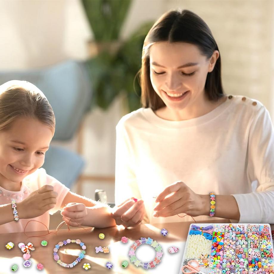 Activity-board  Perles pour Enfiler des Bijoux pour Enfants, ensemble de Perles Artisanales de Bricolage Bracelets Faites - vous des Colliers 