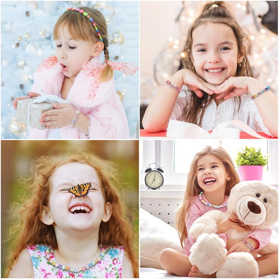 Activity-board  Perles pour Enfiler des Bijoux pour Enfants, ensemble de Perles Artisanales de Bricolage Bracelets Faites - vous des Colliers 