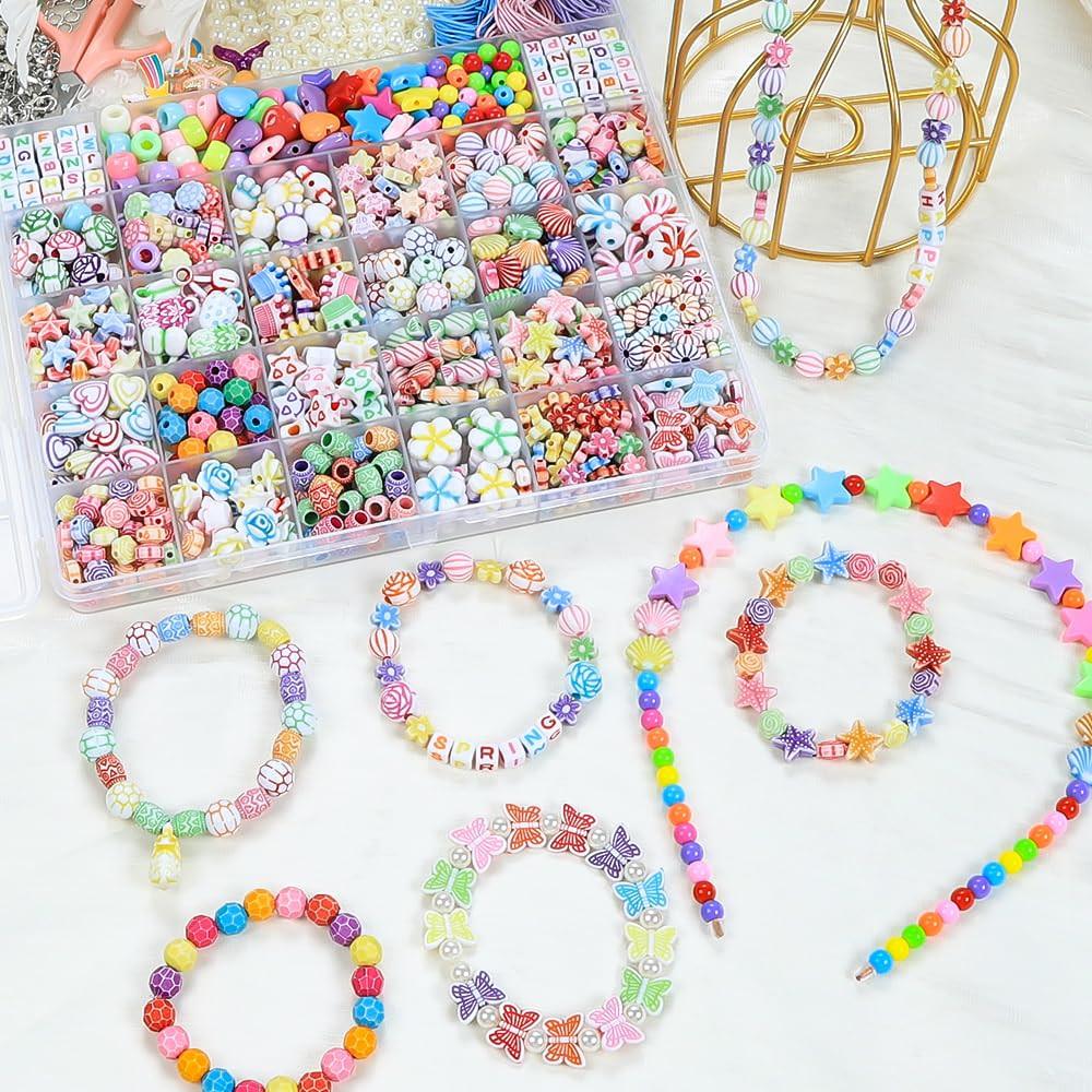 Activity-board  Perles pour Enfiler des Bijoux pour Enfants, ensemble de Perles Artisanales de Bricolage Bracelets Faites - vous des Colliers 