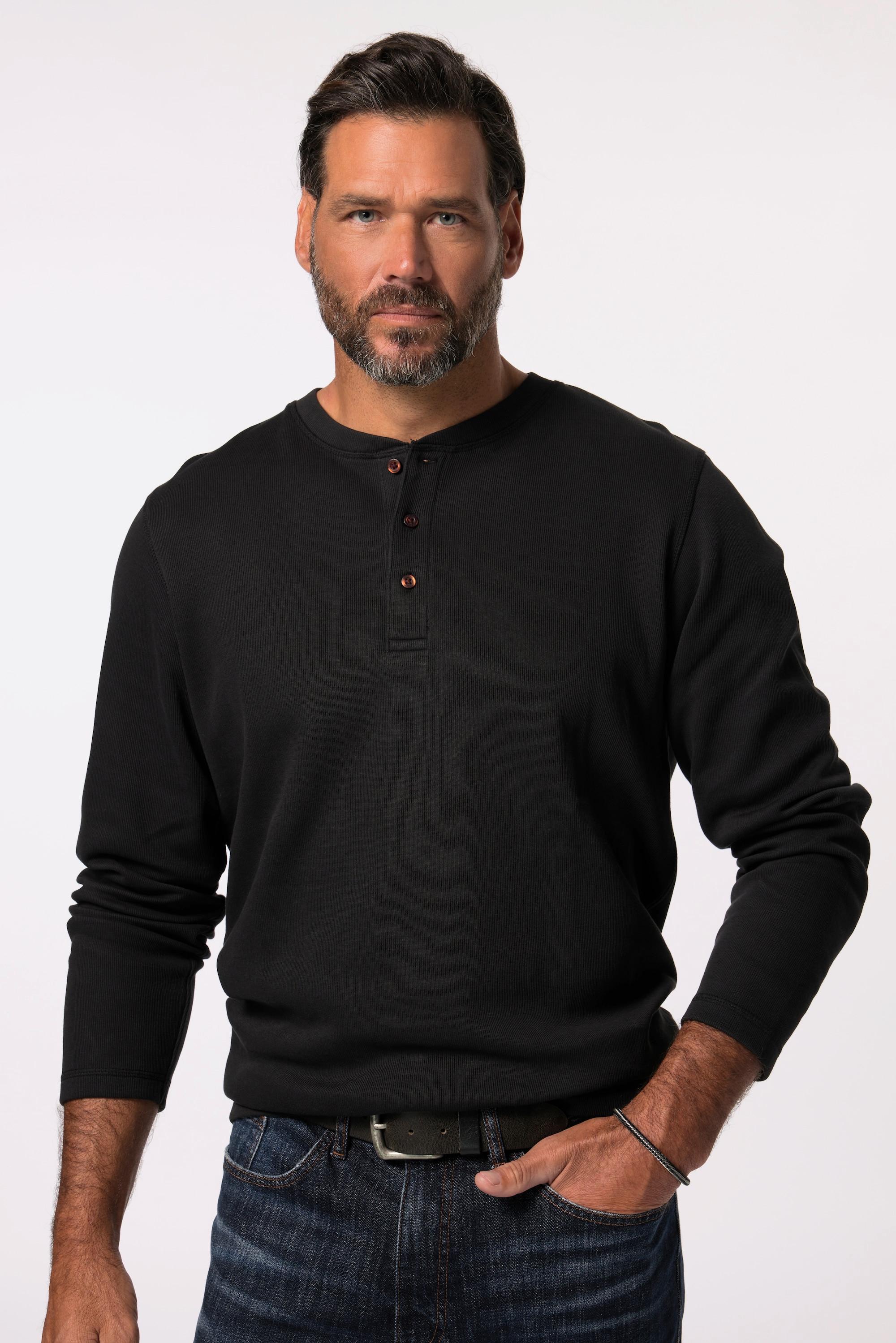 JP1880  Henley, Langarm, Piqué 