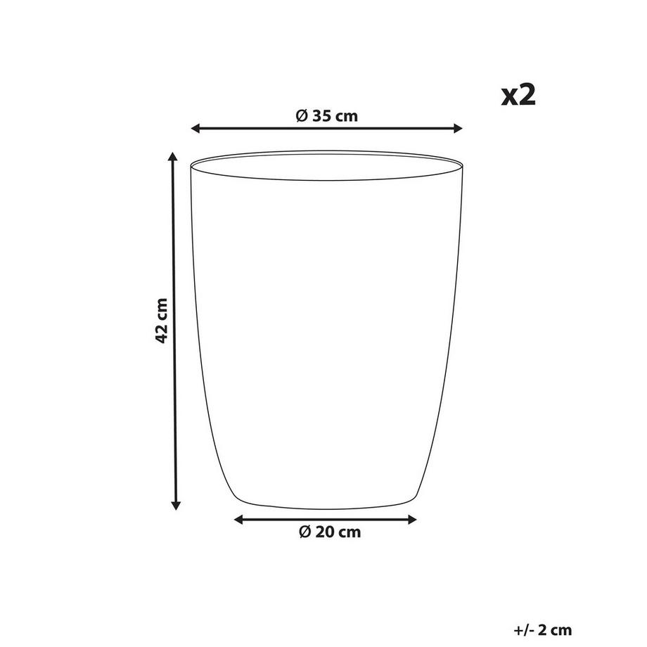 Beliani Set di 2 vasi per piante en Fibra d'argilla Industriale CROTON  