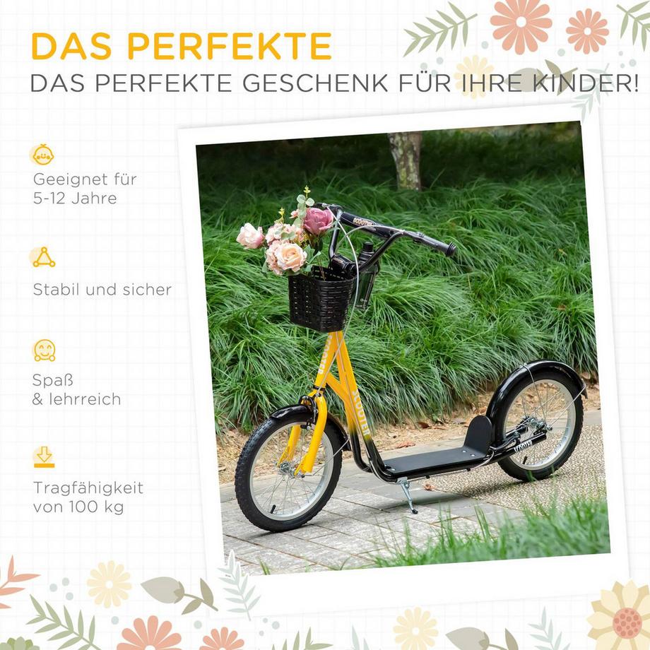 Northio  Kinderroller, höhenverstellbar mit großen Rädern, 2 Bremsen 