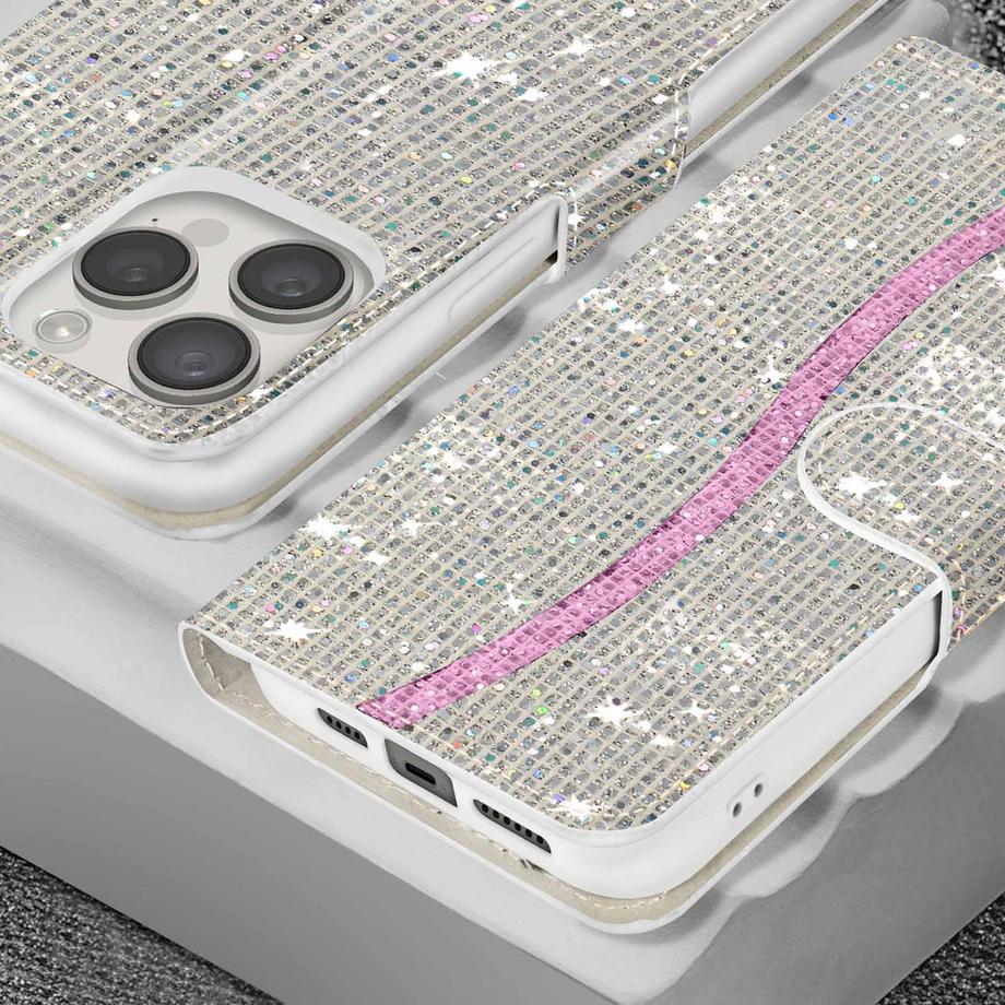 Avizar  Étui Paillette iPhone 14 Pro Max Argent 
