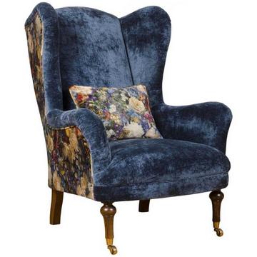 Fauteuil à oreilles Crawford Allure Azure Royal Garden Sapphire