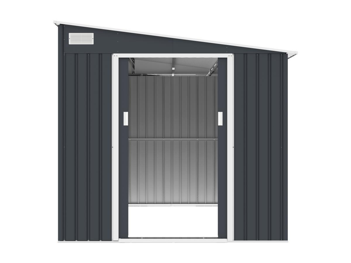 Vente-unique Casetta da giardino Metallo addossabile in Acciaio galvanizzato Antracite 4,97 m² - DAUSTIN  