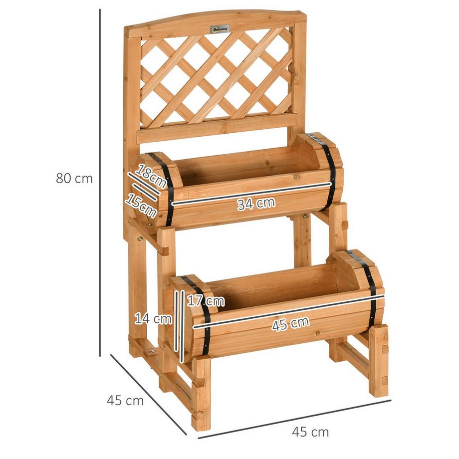 Northio Potager Surélevé En Bois Avec Treillis, Jardinière Au Design Rustique, Potager Pour Jardin, Terrasse, Balcon, Jaune, 45 X 45 X 80 Cm  