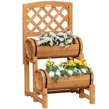 Aiuola Rialzata, Fioriera In Legno Con Traliccio, Fioriera Dal Design Rustico, Aiuola Per Orto, Giardino, Terrazza, Balcone, Giallo, 45 X 45 X 80 Cm