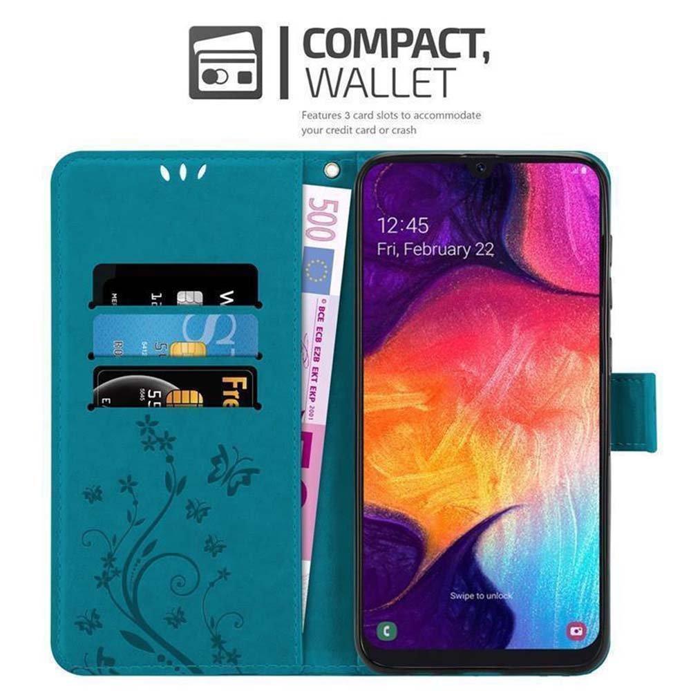 Cadorabo  Hülle für Samsung Galaxy A50 4G / A50s / A30s Blumen Design Magnetverschluss 