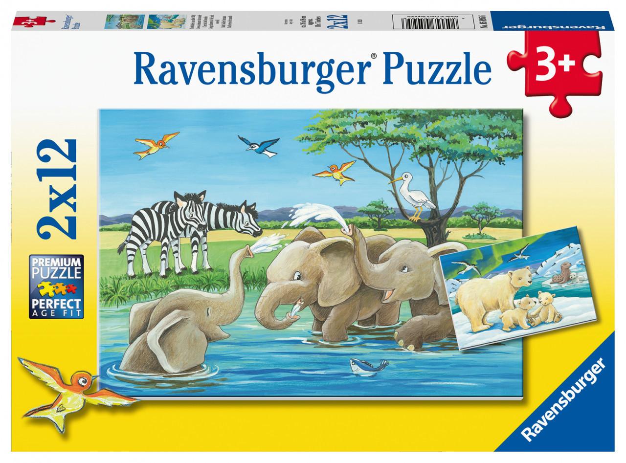 Ravensburger  Puzzle Tierkinder aus aller Welt (2x12) 