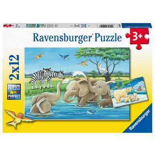 Ravensburger  Puzzle Tierkinder aus aller Welt (2x12) 