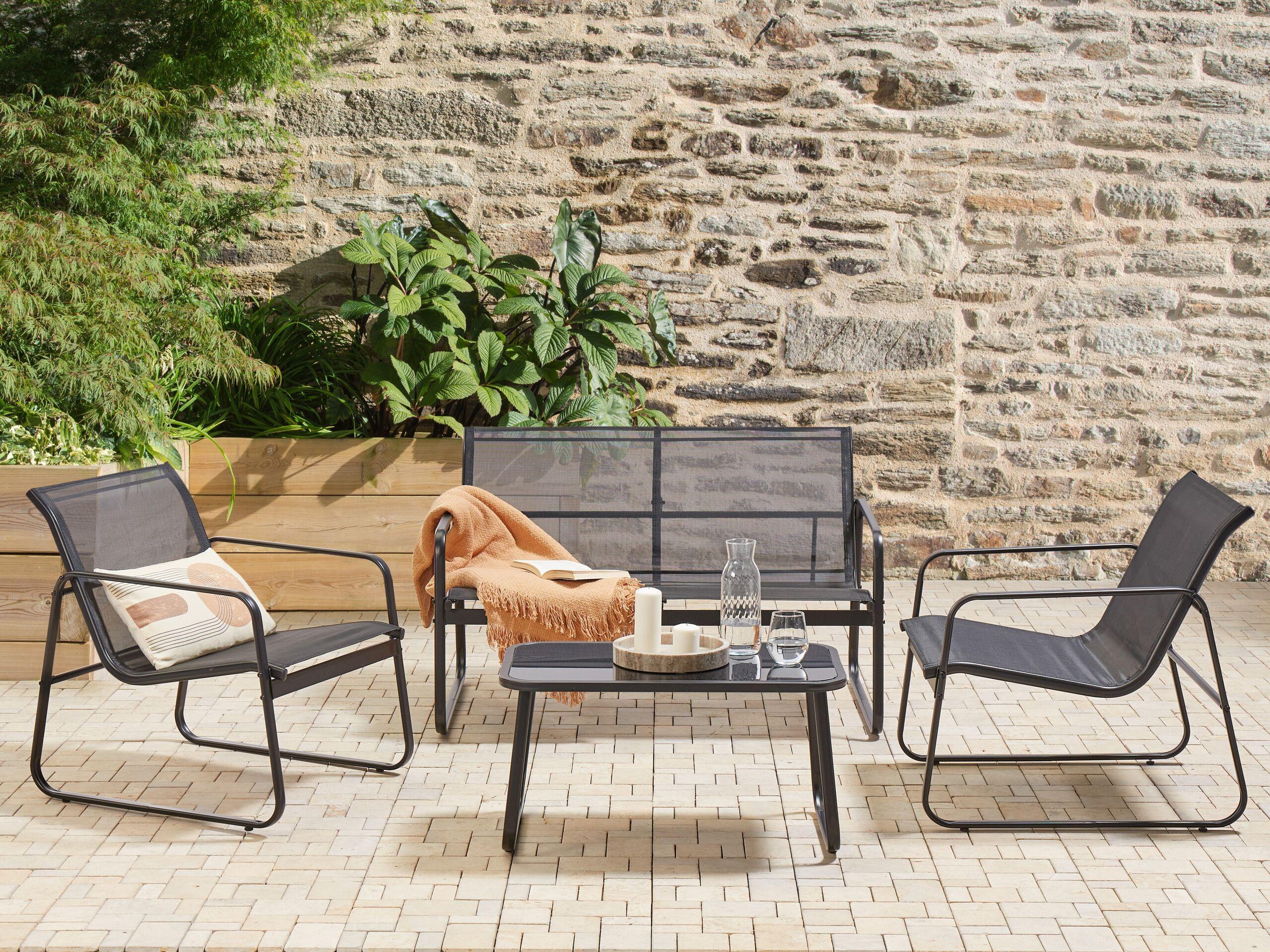 Beliani Set lounge pour jardin en Acier Industriel BARREA  