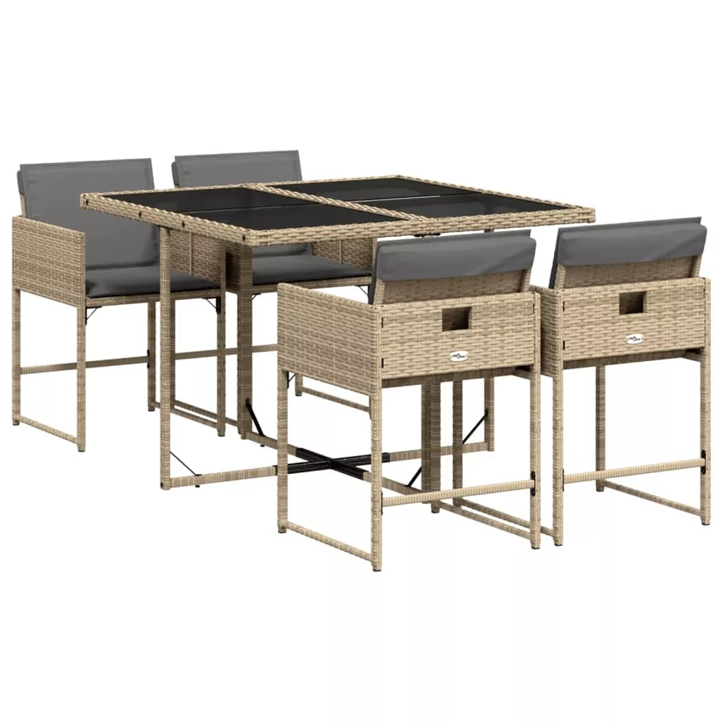 VidaXL - set da pranzo da giardino Polirattan, One Size, Beige