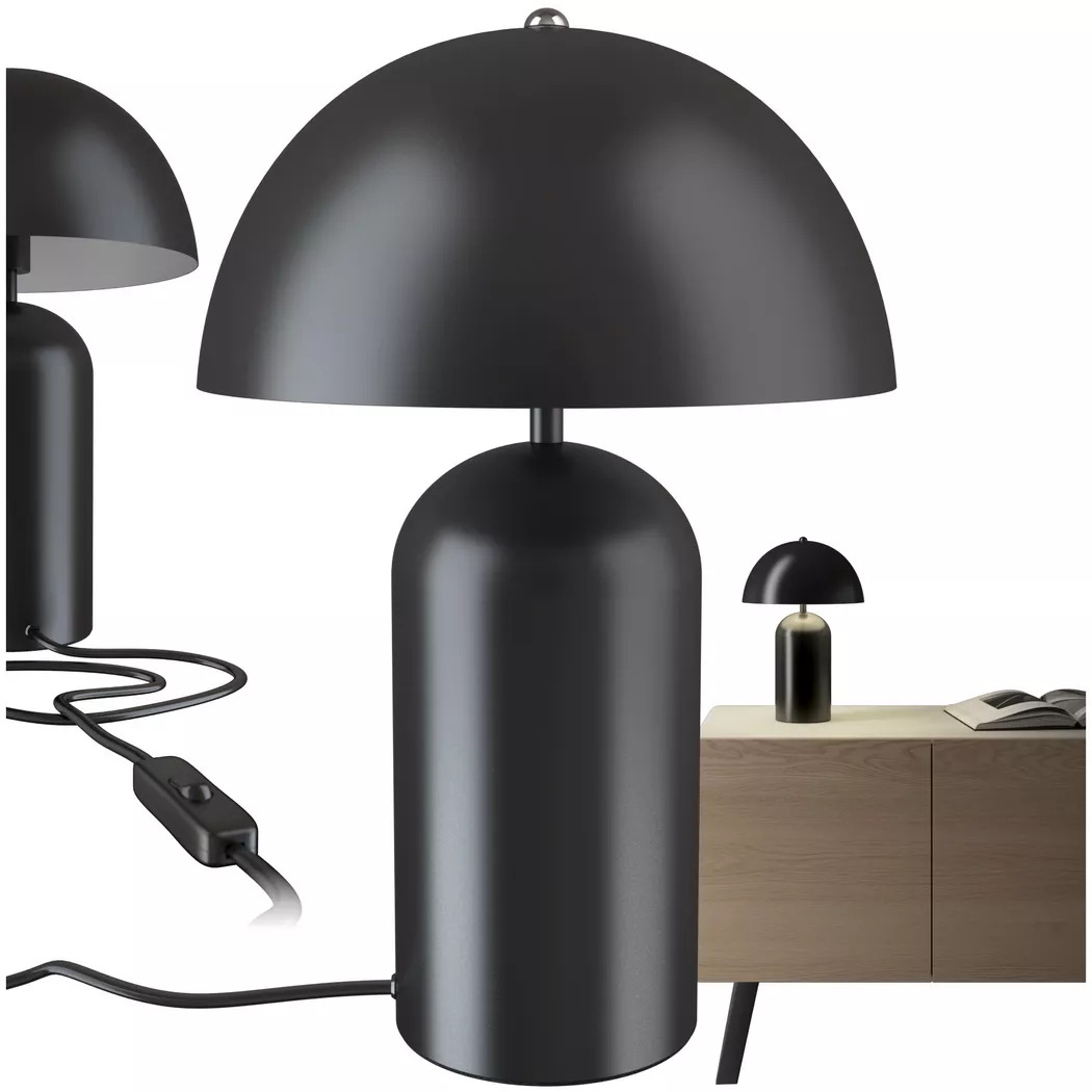 Tectake – Kleine Retro-Tischlampe Altea, Pilzdesign, 40W, Schwarz