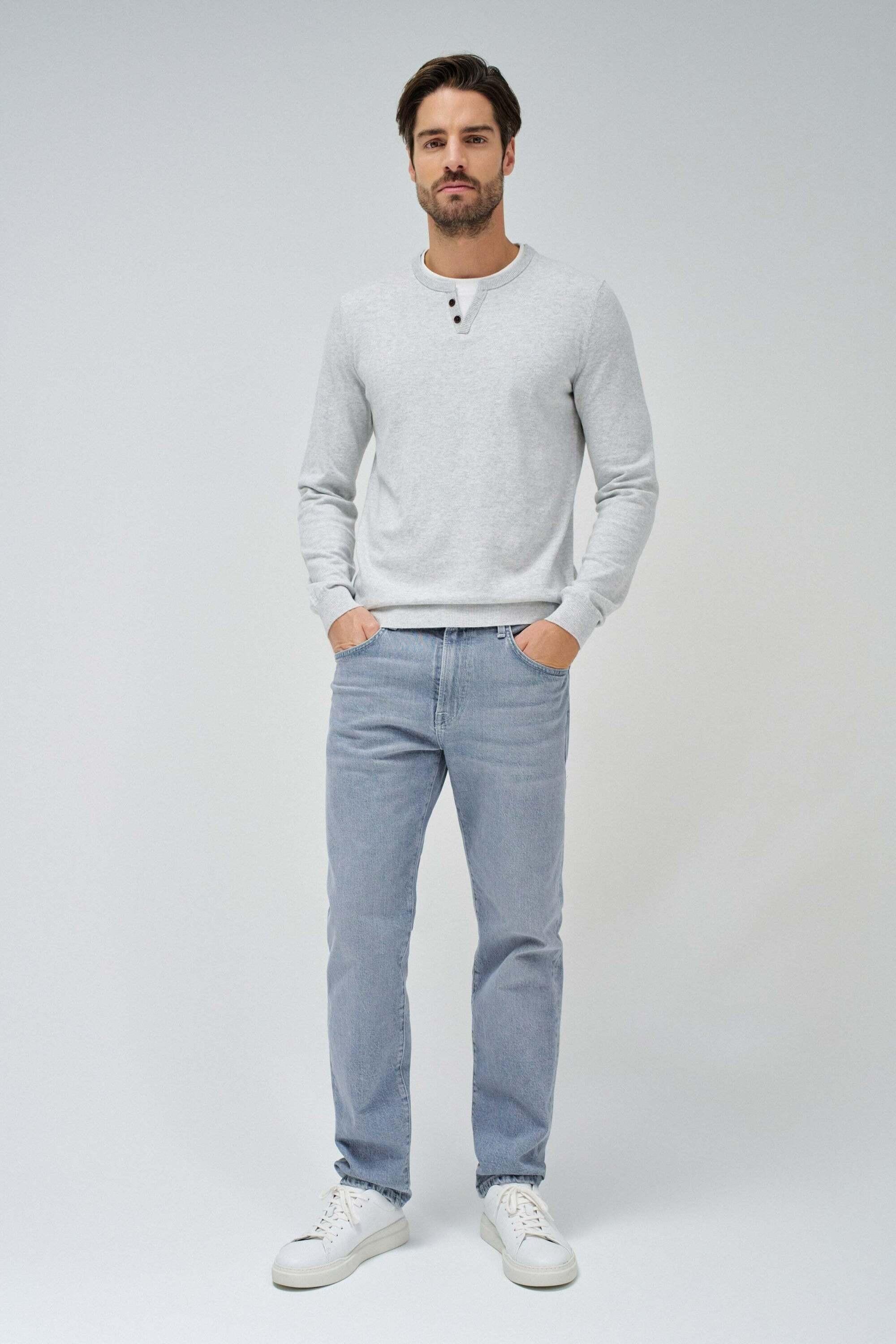 Salsa Knit Henley Pullover con dettagli in jersey sul colletto  