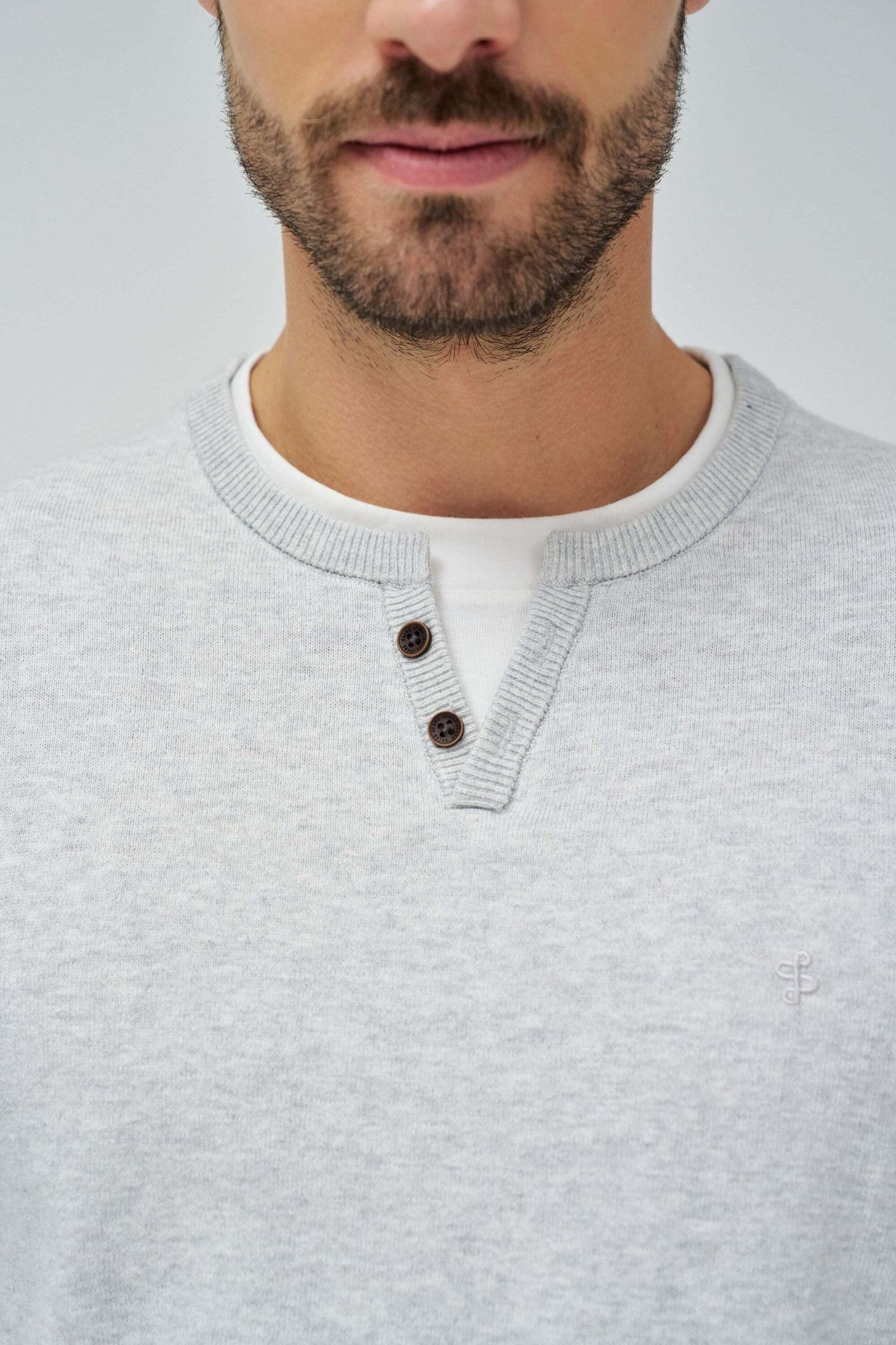 Salsa Knit Henley Pullover con dettagli in jersey sul colletto  