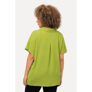 Ulla Popken  Blusa dal taglio svasato con texture, colletto da camicia e mezze maniche 