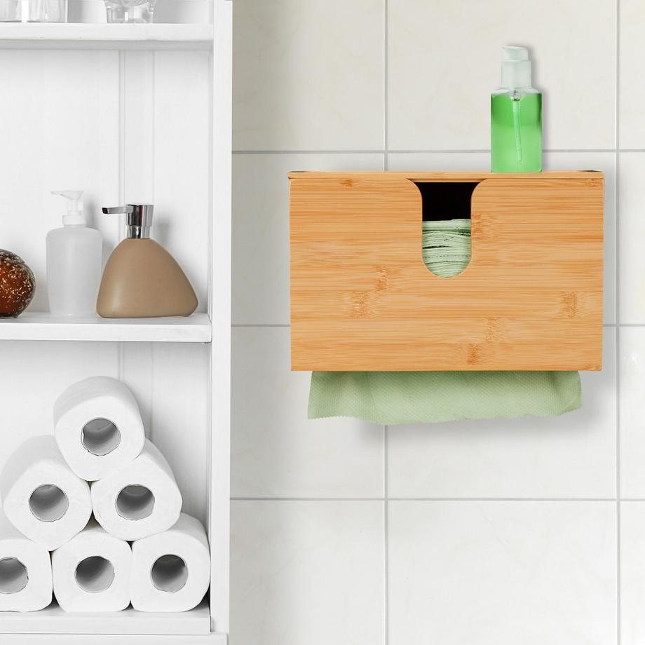 Northix Distributeur d'essuie-tout en bambou avec couvercle  