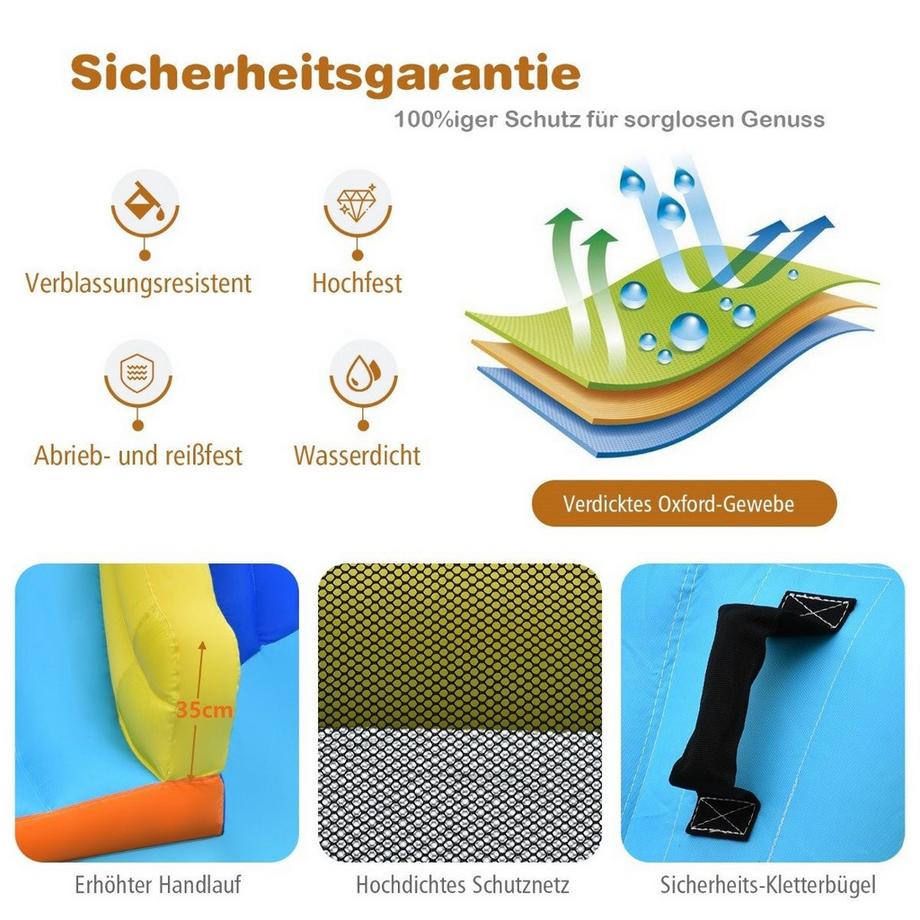 Northix  Wasserpark 6-in-1 Hüpfburg mit Gebläse & Wasserdüsen & Rutsche 525 x 373 x 203 cm 