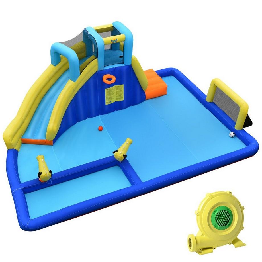 Northix  Wasserpark 6-in-1 Hüpfburg mit Gebläse & Wasserdüsen & Rutsche 525 x 373 x 203 cm 