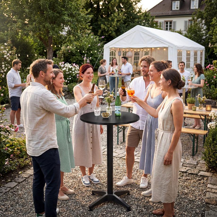 Tectake Table de bistrot en aluminium Viktor résistantes aux intempéries, pliables  