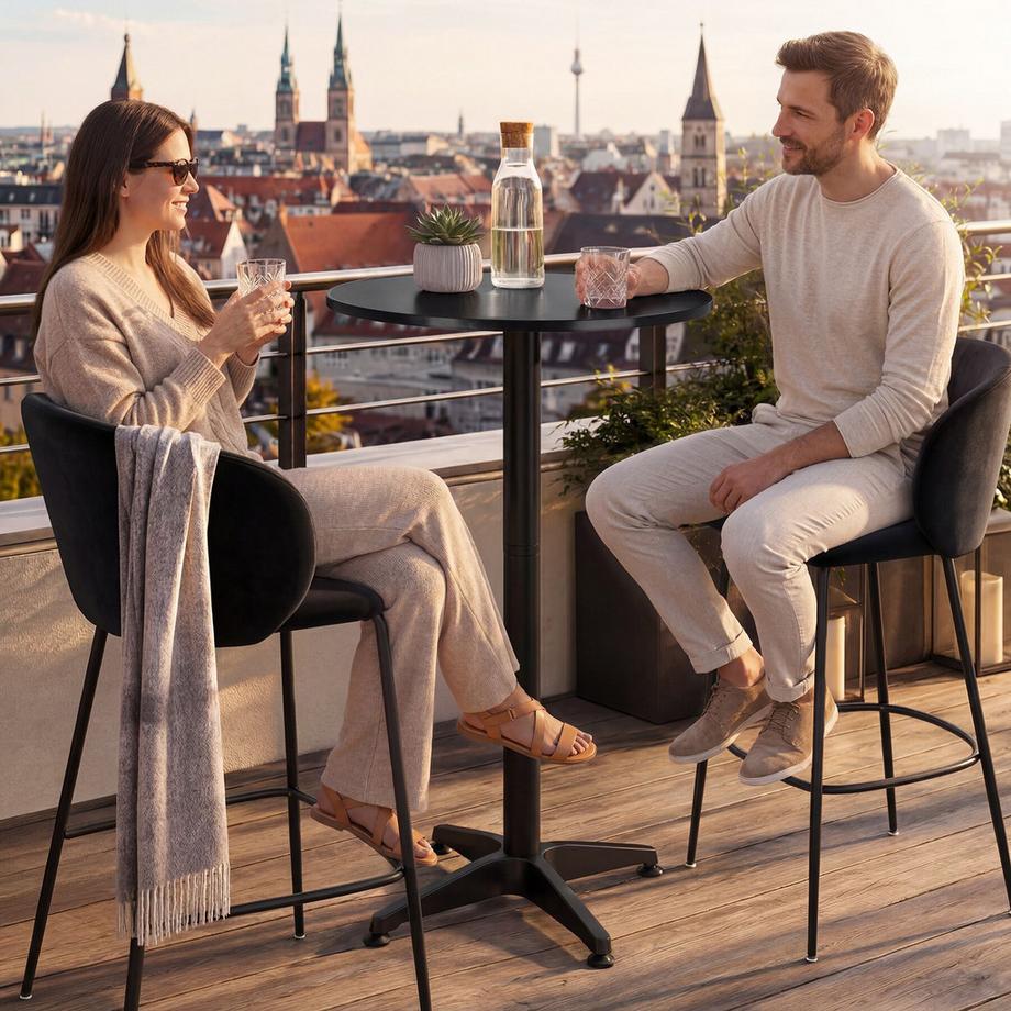 Tectake Table de bistrot en aluminium Viktor résistantes aux intempéries, pliables  