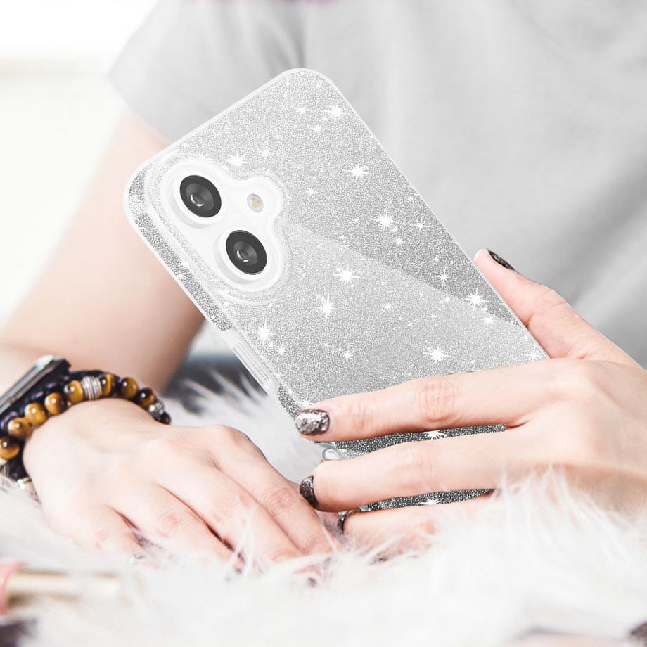 Avizar  Coque Paillette Argent iPhone 16 