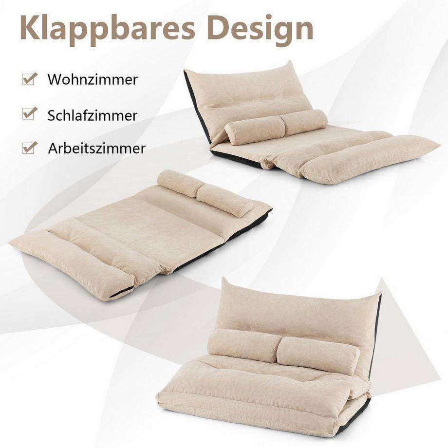 Northix 3 in 1 Klappbares Bodensofa mit Schlaffunktion & Verstellbarer Rückenlehne Beige  