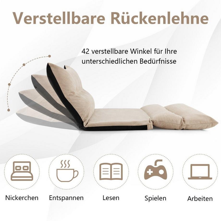 Northix 3 in 1 Klappbares Bodensofa mit Schlaffunktion & Verstellbarer Rückenlehne Beige  
