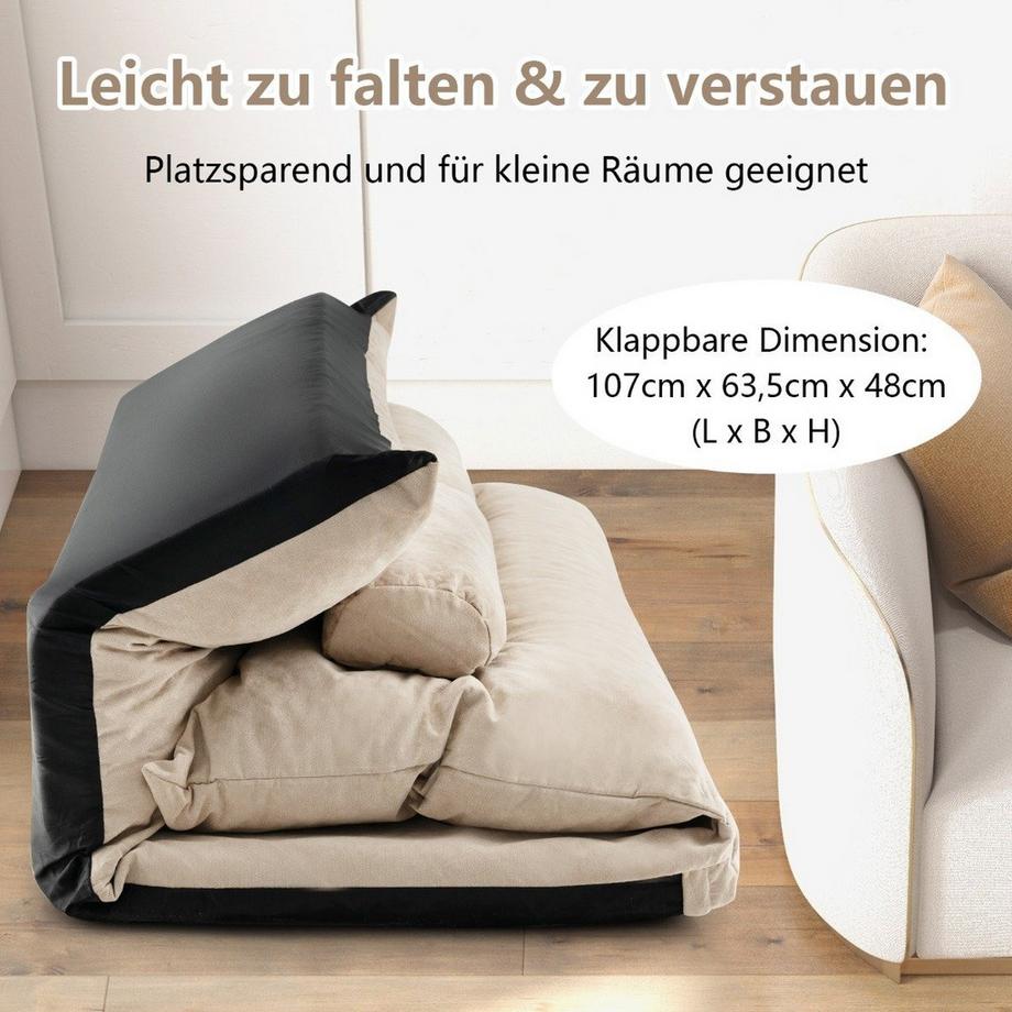 Northix 3 in 1 Klappbares Bodensofa mit Schlaffunktion & Verstellbarer Rückenlehne Beige  