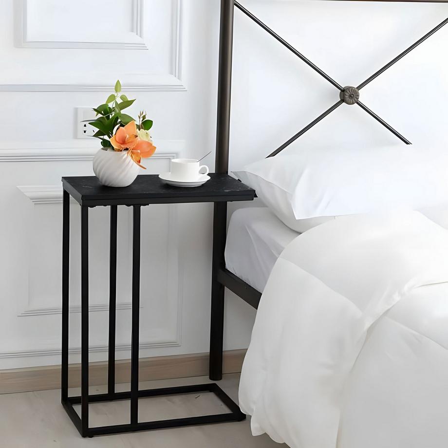 Northio Beistelltisch für Laptop, Couchtisch, C-förmig,er Marmor, ModernHome  