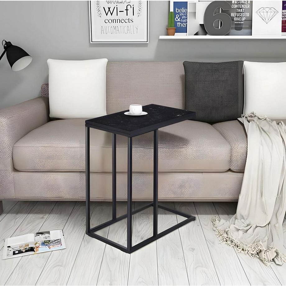 Northio Beistelltisch für Laptop, Couchtisch, C-förmig,er Marmor, ModernHome  