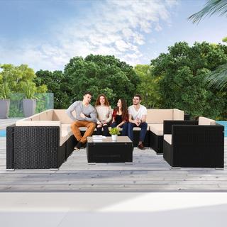 Arebos Polyrattan Mobili da giardino Set per esterni Set di mobili per patio  