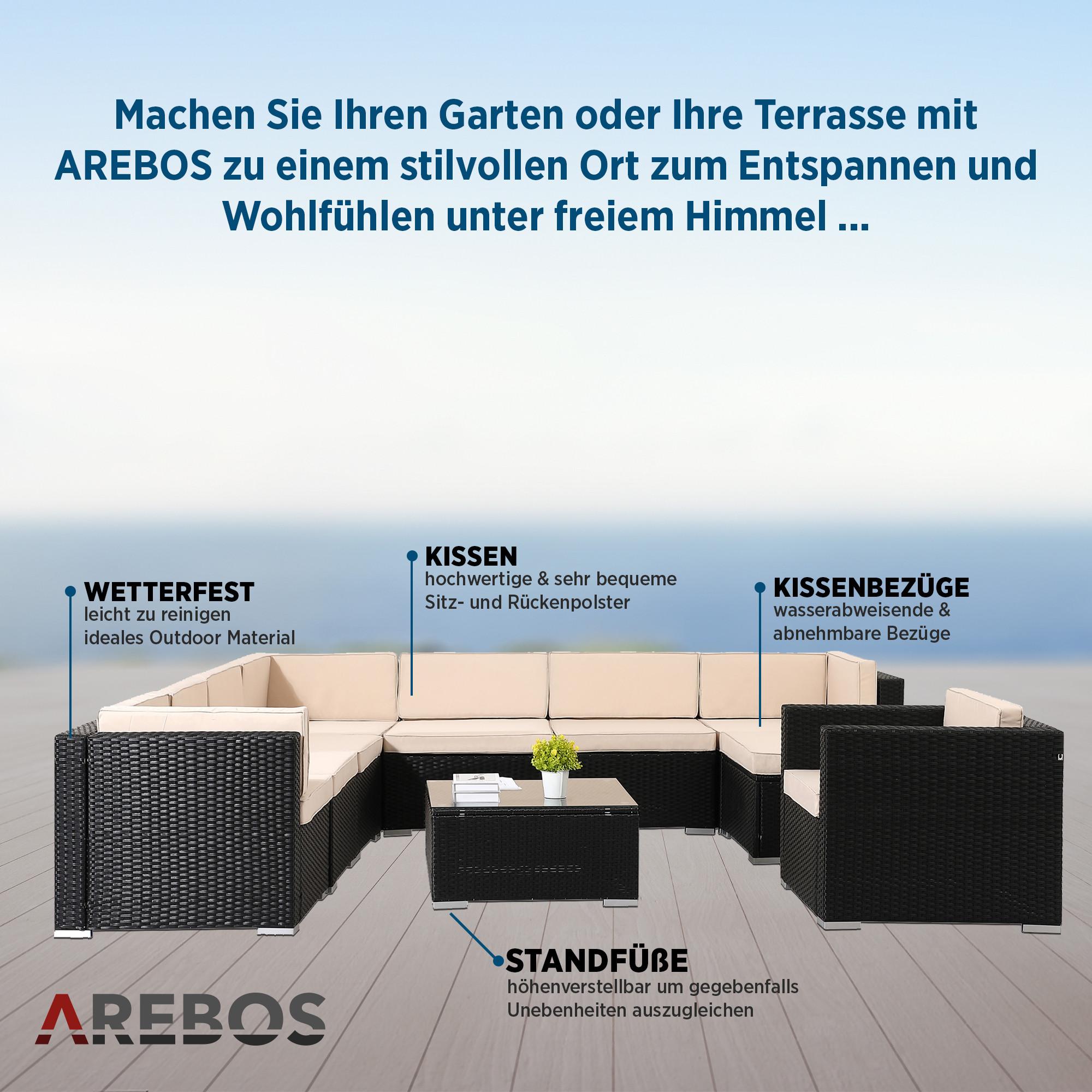 Arebos Polyrattan Gartenmöbel Gartenset Lounge Garnitur Set Sitzgruppe  