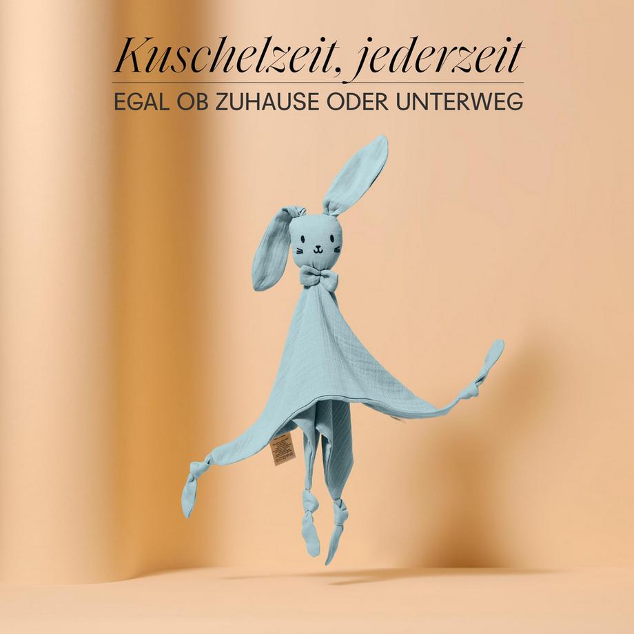 Activity-board  Kuscheltuch Hase - Kuscheltier Baby - GOTS- Bio Musselin Baumwolle - Kuscheltuch Baby 