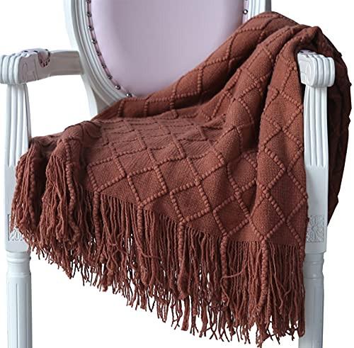 Alopini Coperta in Lana Morbida Lavorata a Maglia con Nappe  