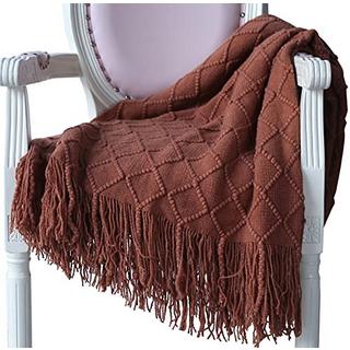 Alopini Coperta in Lana Morbida Lavorata a Maglia con Nappe  