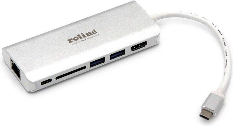 Image of Roline 12.02.1037 Notebook-Dockingstation & Portreplikator Kabelgebunden USB 3.2 Gen 1 (3.1 Gen 1) Type-C Silber