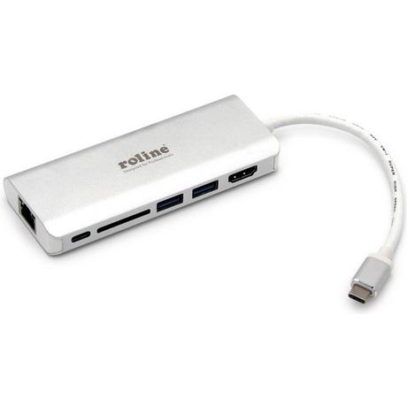 Roline  12.02.1037 Notebook-Dockingstation & Portreplikator Kabelgebunden USB 3.2 Gen 1 (3.1 Gen 1) Type-C Silber 