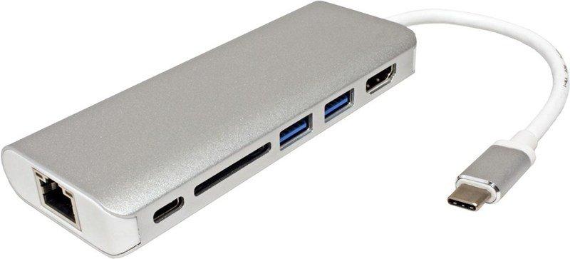 Roline  12.02.1037 Notebook-Dockingstation & Portreplikator Kabelgebunden USB 3.2 Gen 1 (3.1 Gen 1) Type-C Silber 