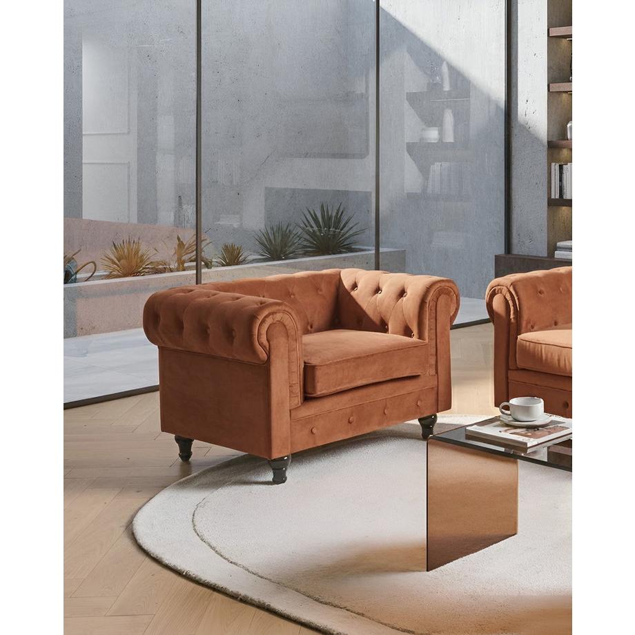 Beliani Fauteuil en Velours Traditionnel CHESTERFIELD  