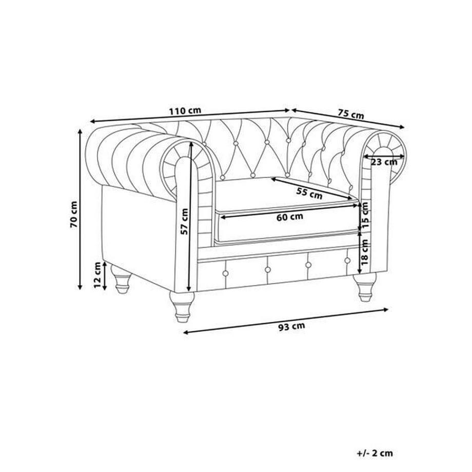 Beliani Fauteuil en Velours Traditionnel CHESTERFIELD  