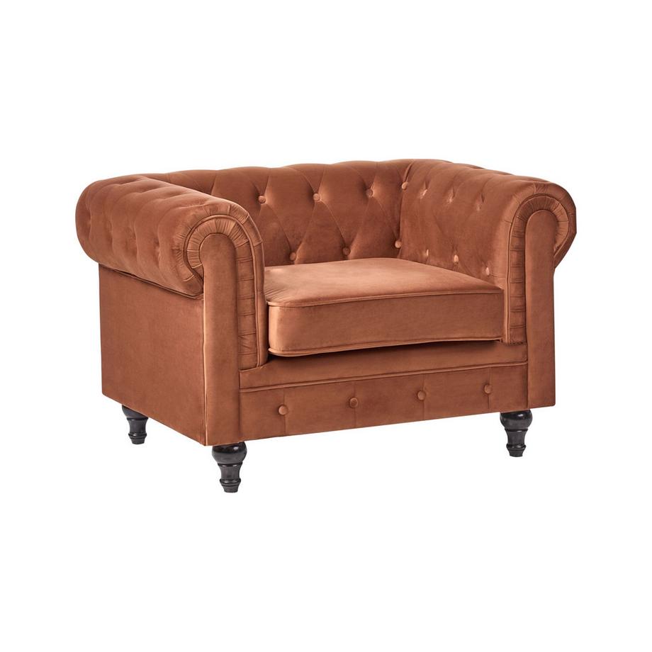 Beliani Fauteuil en Velours Traditionnel CHESTERFIELD  